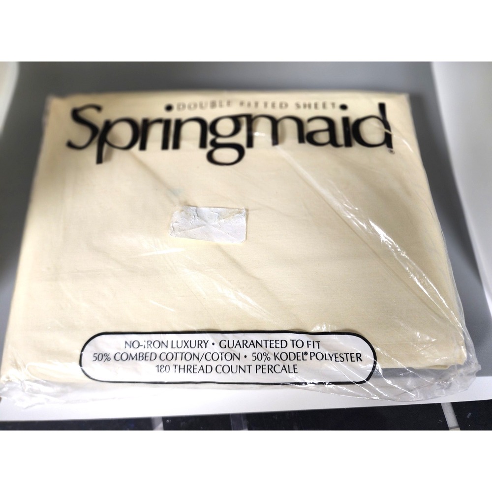 Springmaid No Iron  Yellow Double Fitted Sheet   NIP